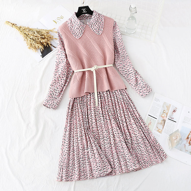 Pull doux bébé col mousseline jupe costume deux pièces costume 3802