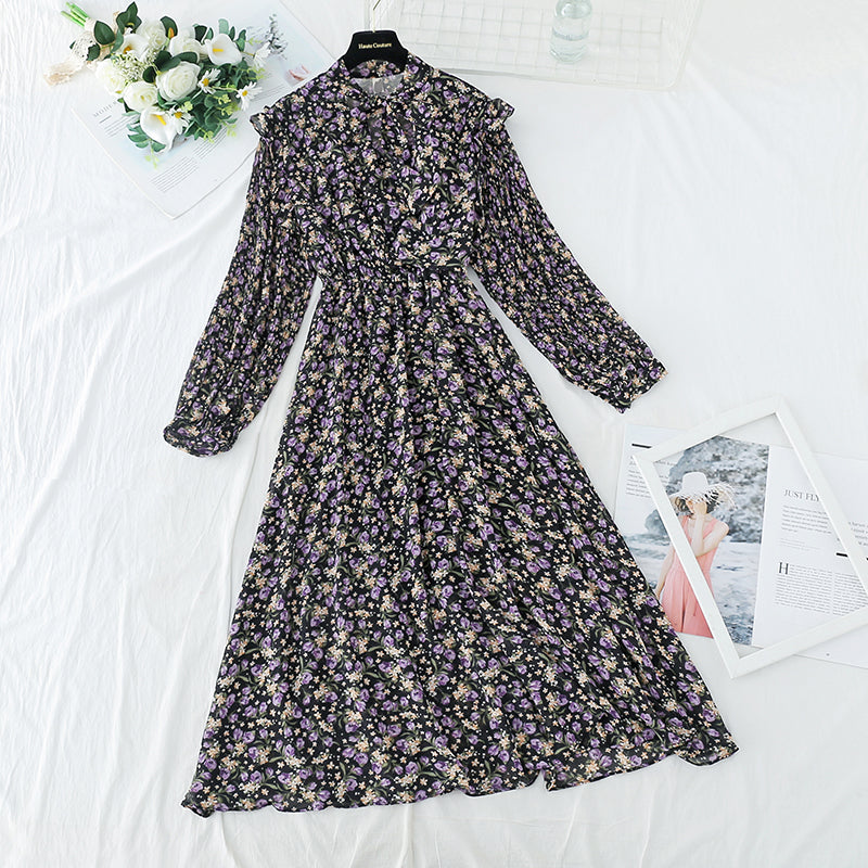 La nouvelle robe en mousseline florale pour femme est ajustée à la taille 3907