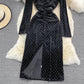 Robe portefeuille moulante à manches longues et coupe ajustée en foret chaud de haute qualité 3723