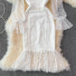 Robe rétro à col carré et à épissure en maille tendance 3775