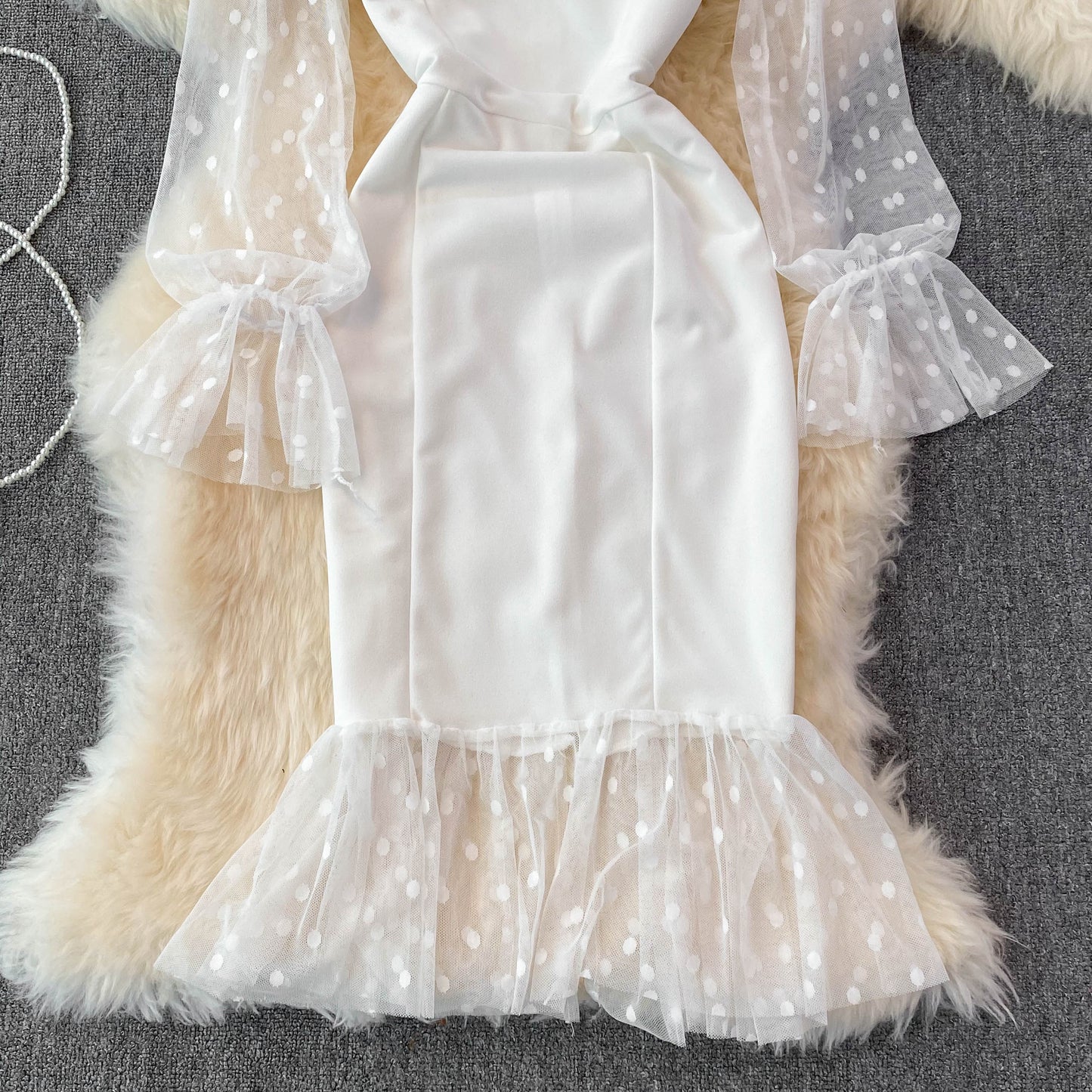 Robe rétro à col carré et à épissure en maille tendance 3775