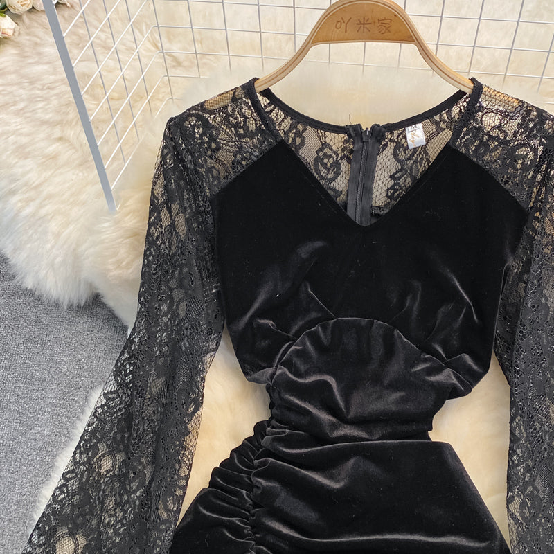 Robe portefeuille en velours doré à fond de tempérament 3780