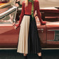 Jupe printemps/été, nouveau style, taille haute, couleurs contrastées, patchwork, longue jupe trapèze, jupe plissée 3668