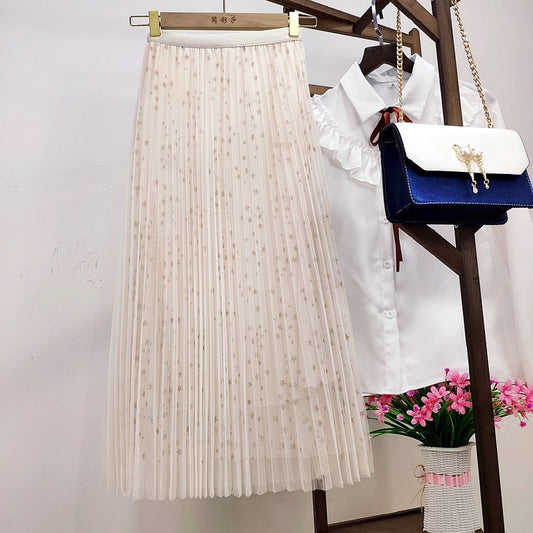 long A-line net gauze skirt  3699