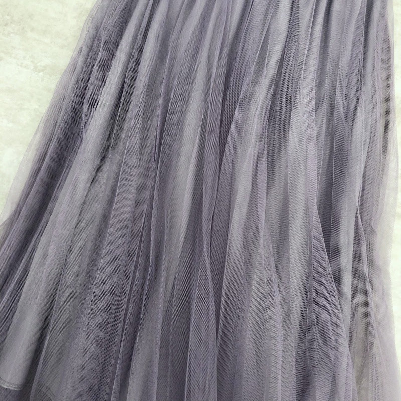 Jupe taille haute, jupe en gaze plissée, jupe fée bouffante à taille élastique Jupe trapèze 3683