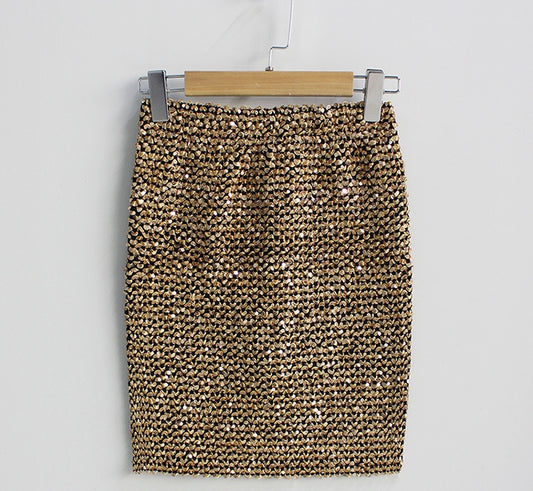 Spring and summer, blingbling sequins, elastic and versatile, slim and buttock skirt  3682