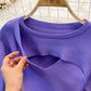 Modisches sexy Strickkleid mit offener Brust 3754