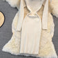 Modisches sexy Strickkleid mit offener Brust 3754