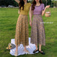 Midi floral skirt, new style, high waist, drawstring fishtail A-line skirt  3652
