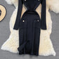 Robe mi-longue en tricot avec fente sur le bas et élastique à boutons dorés 3751