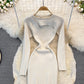Modisches sexy Strickkleid mit offener Brust 3754