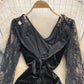 Robe portefeuille en velours doré à fond de tempérament 3780