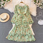 Robe queue de poisson à col rond en crêpe léger 3770