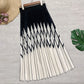 Spring/summer skirt, rhomboid print pleated skirt, high waist, striped patchwork  3675