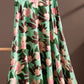 Floral printed skirt, heavy silk A-line skirt, midi skirt  3634