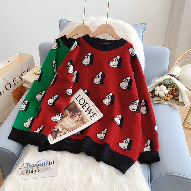 College style cute cartoon dog pattern sweater  5197