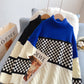 Robe pull col roulé à damier 5210