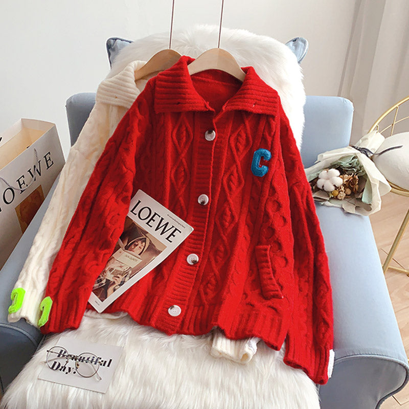 Vintage twist red sweater coat cardigan  5263