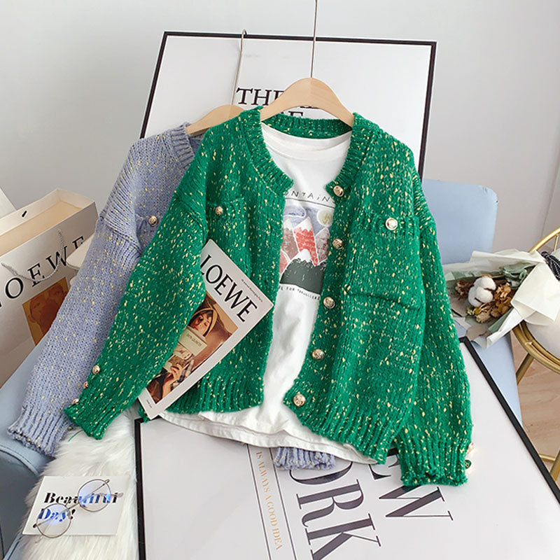 New small fragrance coat women's knitted cardigan  5174