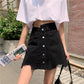 Jupe noire irrégulière, été, nouveau style, jupe trapèze taille haute 3656