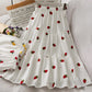 Vent doux, broderie de fraises sur la jupe longue, taille élastique Jupe trapèze grande taille 3618