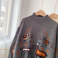 Pull brodé de l'industrie lourde rétro style Hong Kong col mi-haut 5160