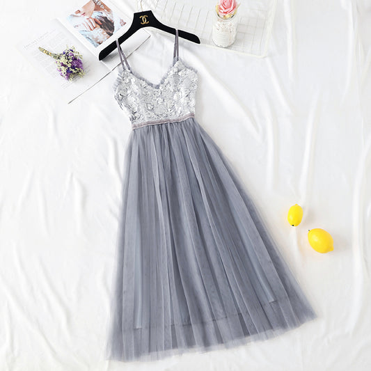 Knee length Sequin gauze skirt  4100