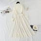 Robe tricotée pour femme en dentelle super féerique Robe en laine cousue en peluche 4439