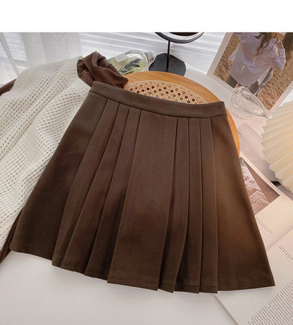 Pleated skirt with high waist and thin skirt  5506