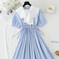 New sweet bubble sleeve shawl long skirt drawstring waist lace up skirt  4849