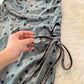 Robe longue sexy en velours à col pivotant et à bretelles avec cordon de serrage 3757