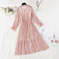 Jupe plissée en mousseline de soie à taille élastique, tempérament mince, robe florale rajeunissante 4087