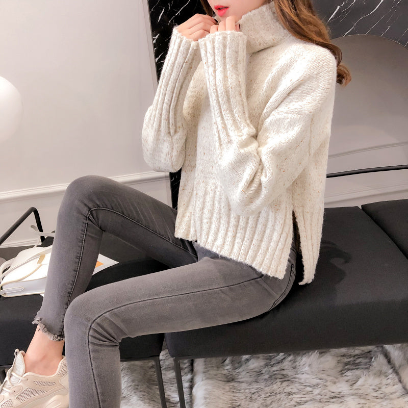 Pull japonais rétro à col haut pour femme à porter au style Hong Kong 4912