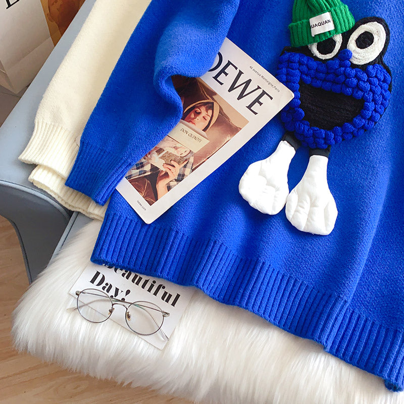 Klein Blue cartoon sweater sweater sweater top  5024