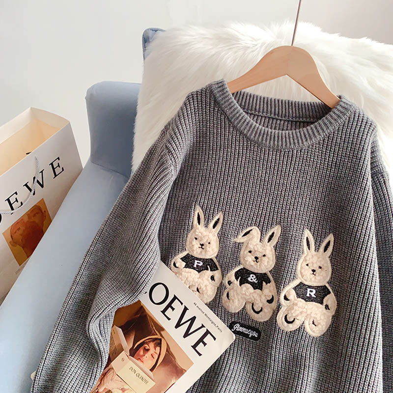 Cute Japanese cartoon sweater lazy wind sweater  5146