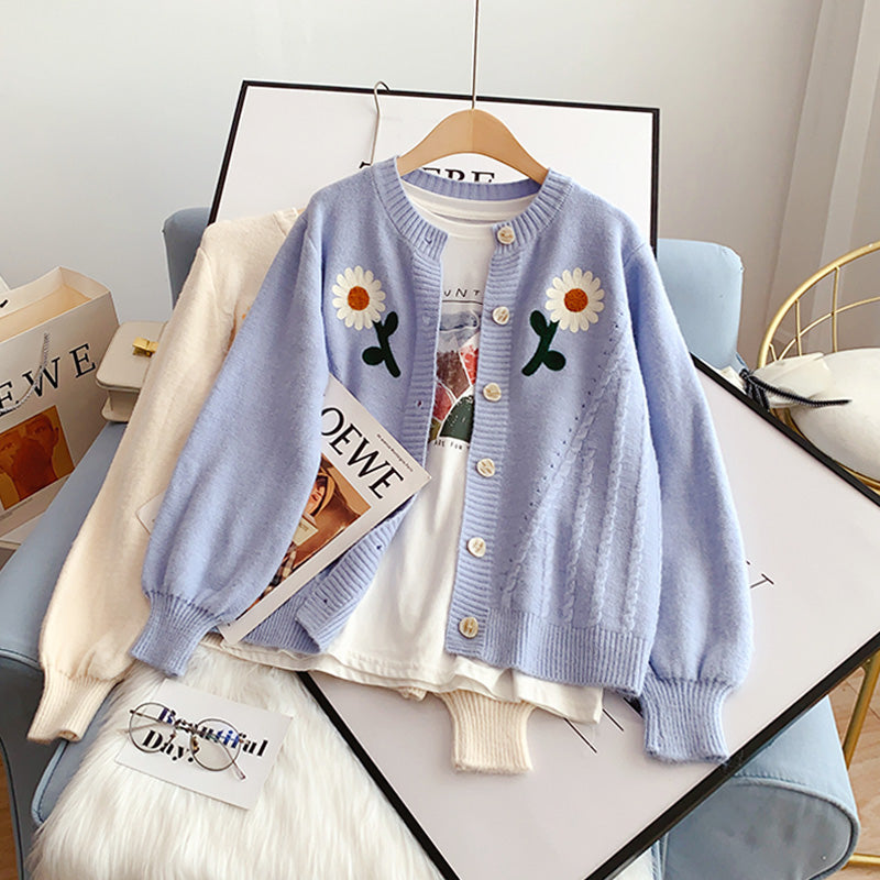 Embroidered sweater coat cardigan female  5119