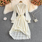 Robe en dentelle à col montant et jupe slim à la mode 3769