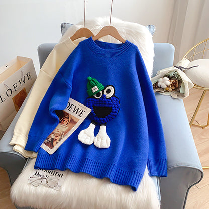 Klein Blue cartoon sweater sweater sweater top  5024