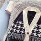 Manteau imitation vison à grille rétro mille oiseaux pour femme 5057