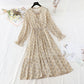 Jupe plissée en mousseline de soie à taille élastique, tempérament mince, robe florale rajeunissante 4087