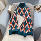 Pull col haut coupe vent paresseux femme hiver épaissi longueur moyenne ample 4908
