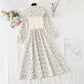Robe patchwork fleurie à revers, jupe vieillissante polyvalente 4070