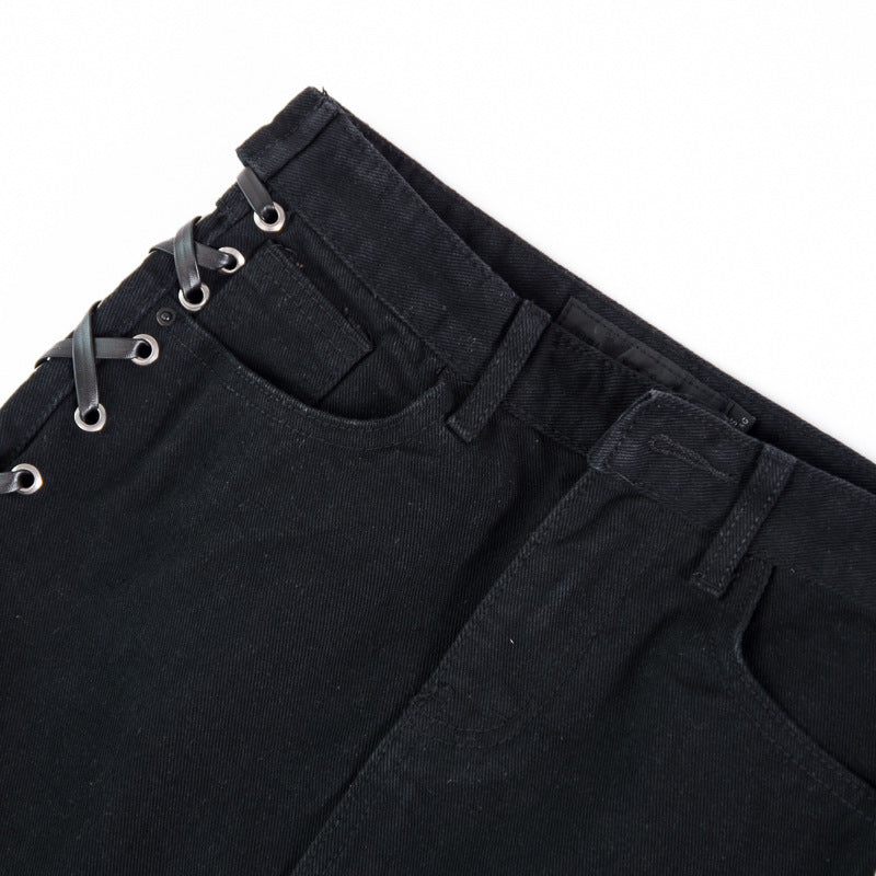 Jeansrock für Damen mit seitlichem Riemen und hoher TailleA-Linienrock 3718