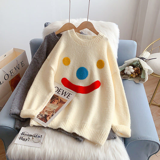 Smiling face sweater loose outer Pullover loose outer Pullover  4948