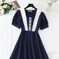 French Retro Tea Break temperament waist length skirt A-line skirt  4249