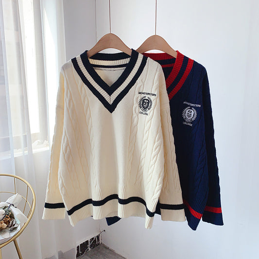 Lockerer Pullover im japanischen College-Stil 5031