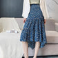 Jupe sirène taille haute à imprimé romantique et à pois irréguliers 3639