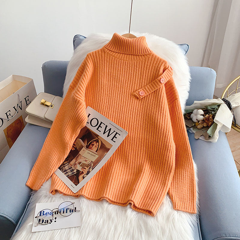 High neck sweater candy color versatile thin Korean bottomed shirt  5236