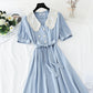 Robe en coton et lin Jupe longue fée rétro française Jupe Platycodon grandiflorum 4227