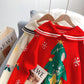 Pull de Noël à col bleu marine style collège pour fille 4968